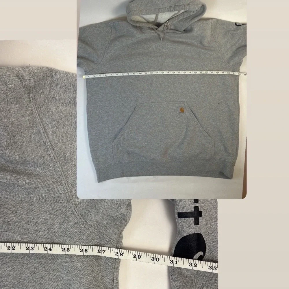 Carhartt Loose Fit Hoodie Heather Gray Graphic‎ Sleeve Mens XL Workwear Pullover